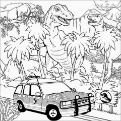 Jurassic Park Car Coloring Pages