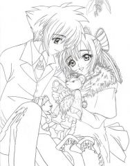 Inkedanime coloring pages Boy And girl couple Coloring4free.com  LI