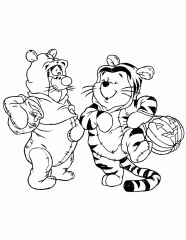 tigger And pooh In halloween costume coloring page